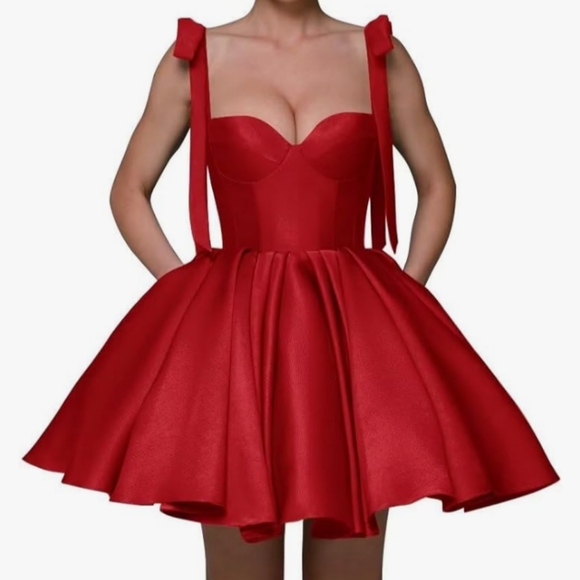 Dresses & Skirts - Short Homecoming Dress for Teens Ruched Satin Formal Dress NWOT